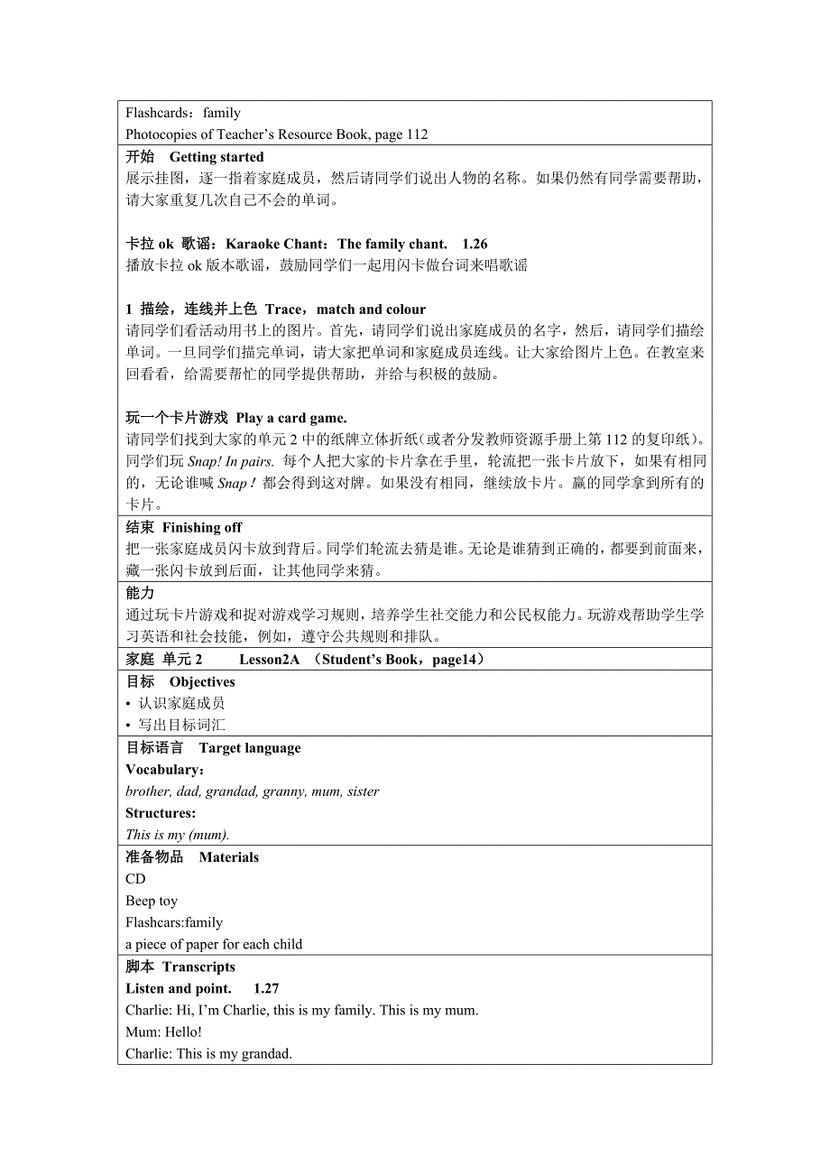 英国原版嘟嘟剑桥少儿英语1级2单元 家庭 教案.doc_第4页