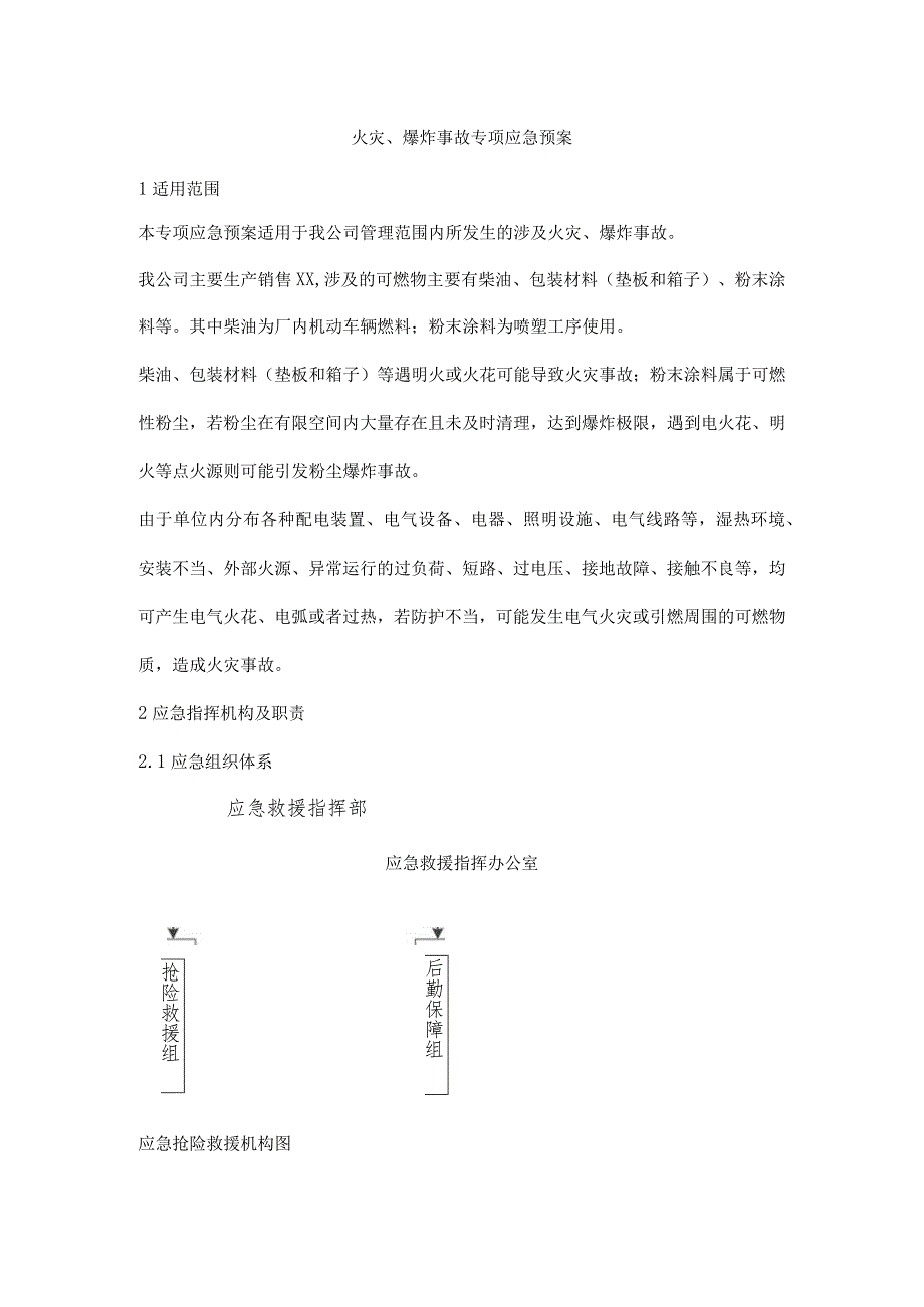 火灾、爆炸事故专项应急预案_第1页