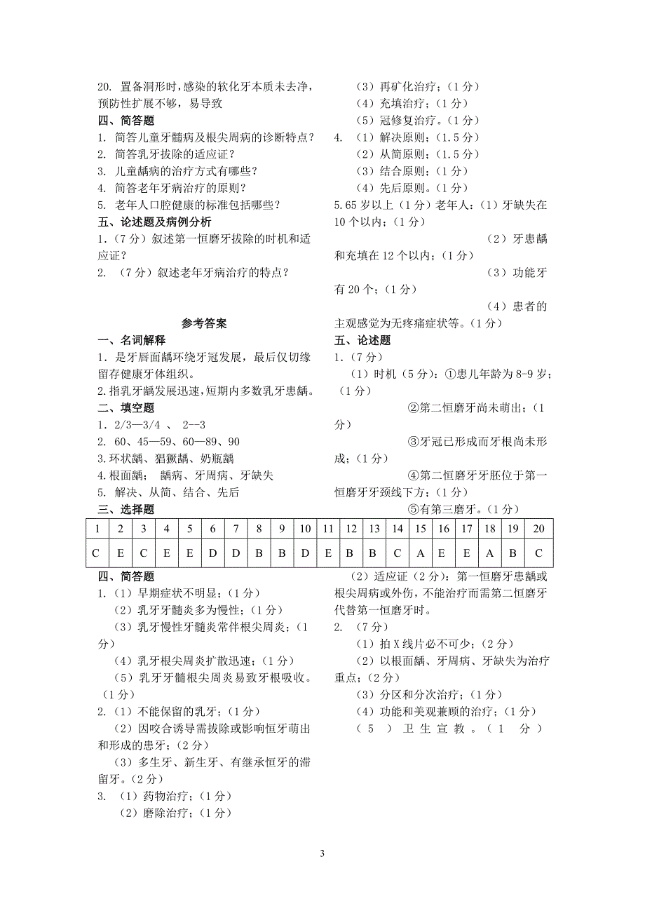 口腔内科学试题库2_第3页