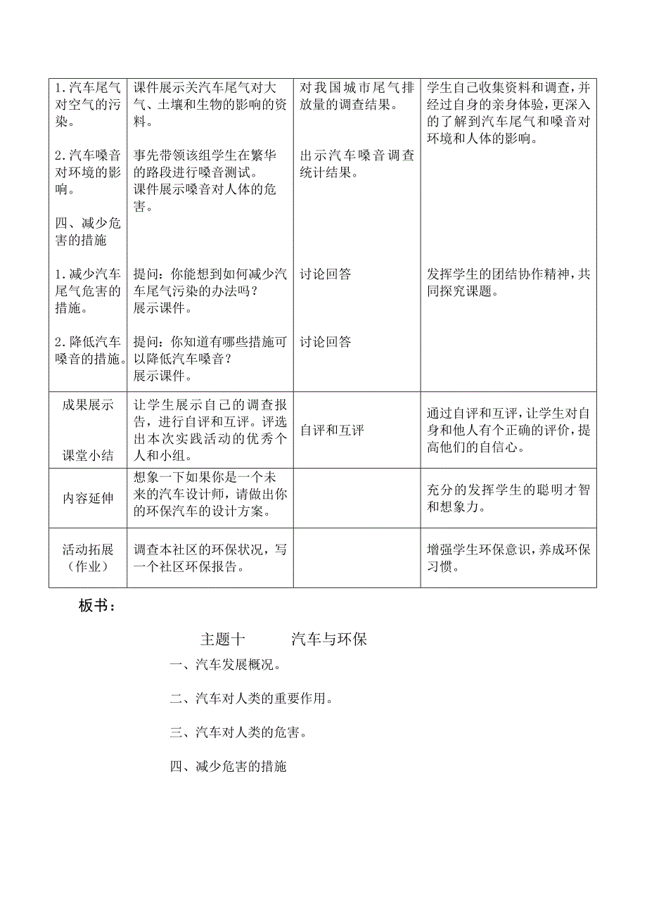 沈阳版综合实践活动八年级下册《汽车与环保》教学设计_第3页