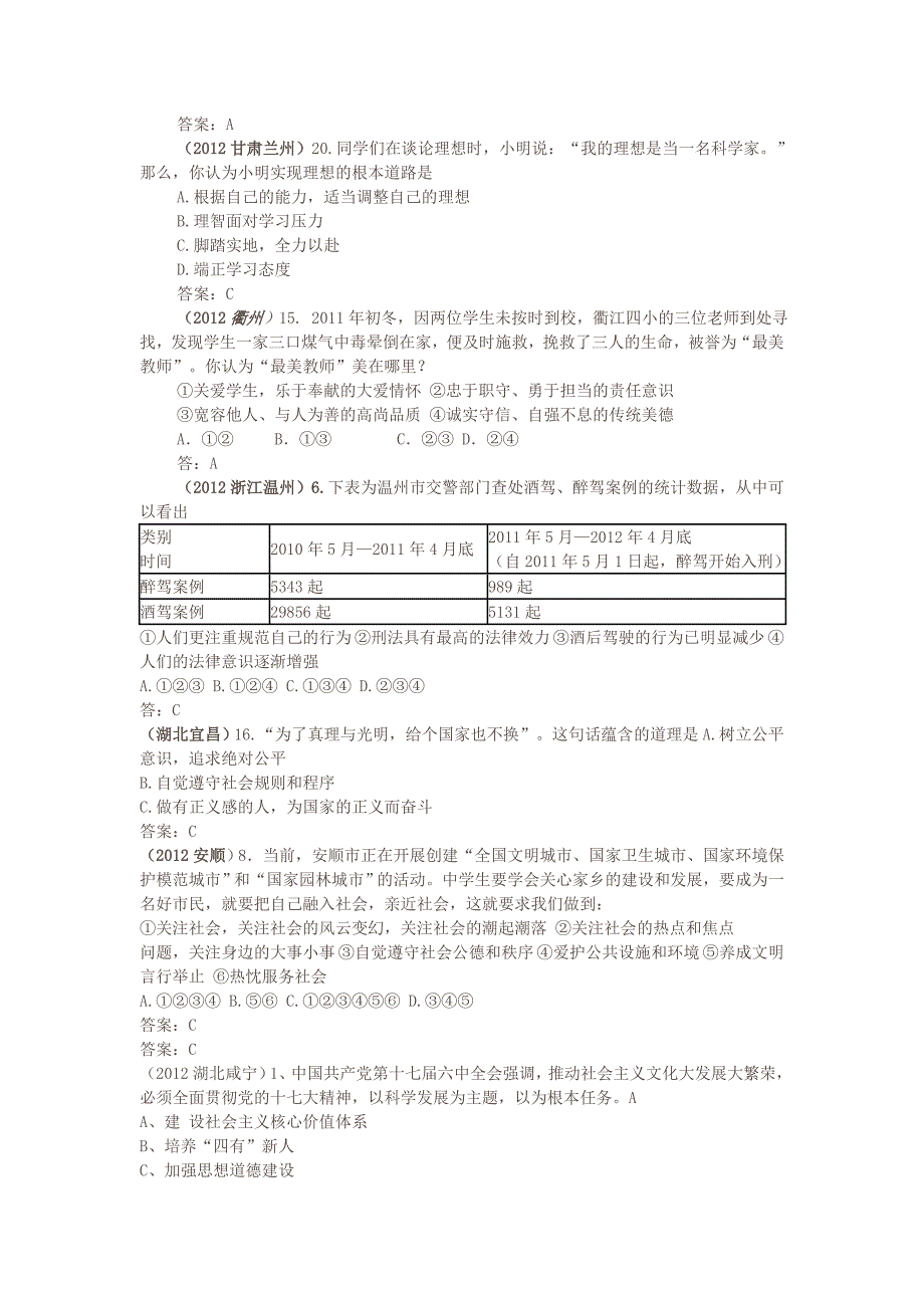 2012年思想品德中考真题汇编 27 满怀希望 迎接明天.doc_第3页