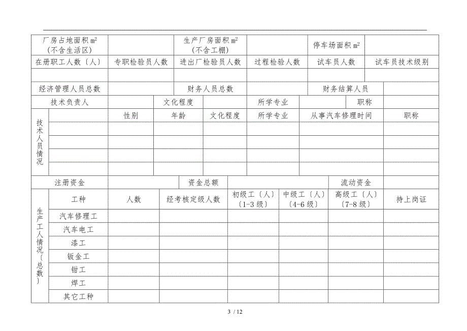 一二类汽车维修企业开业申请表_第5页