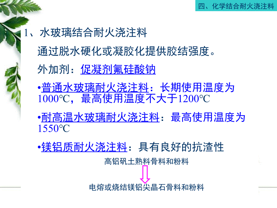 四化学结合耐火浇注料_第1页