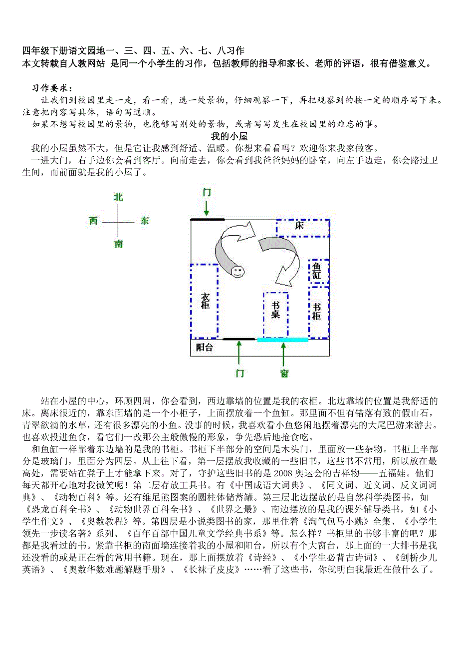 四年级下册语文园地一——八习作范文_第1页