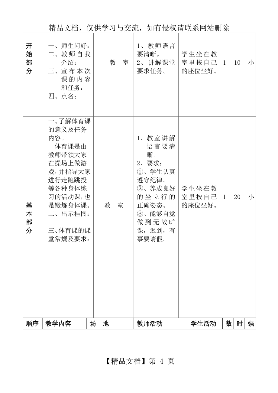 小学一年级体育全套的教案_第4页