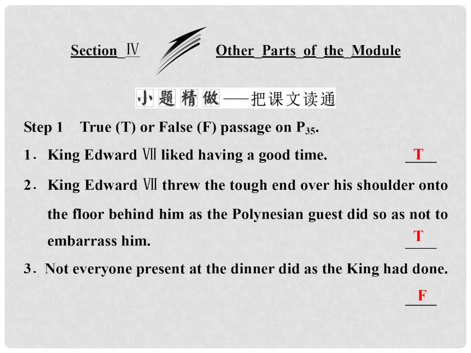 高中英语 Module 3 Foreign Food Section Ⅳ Other Parts of the Module课件 外研版选修8_第1页