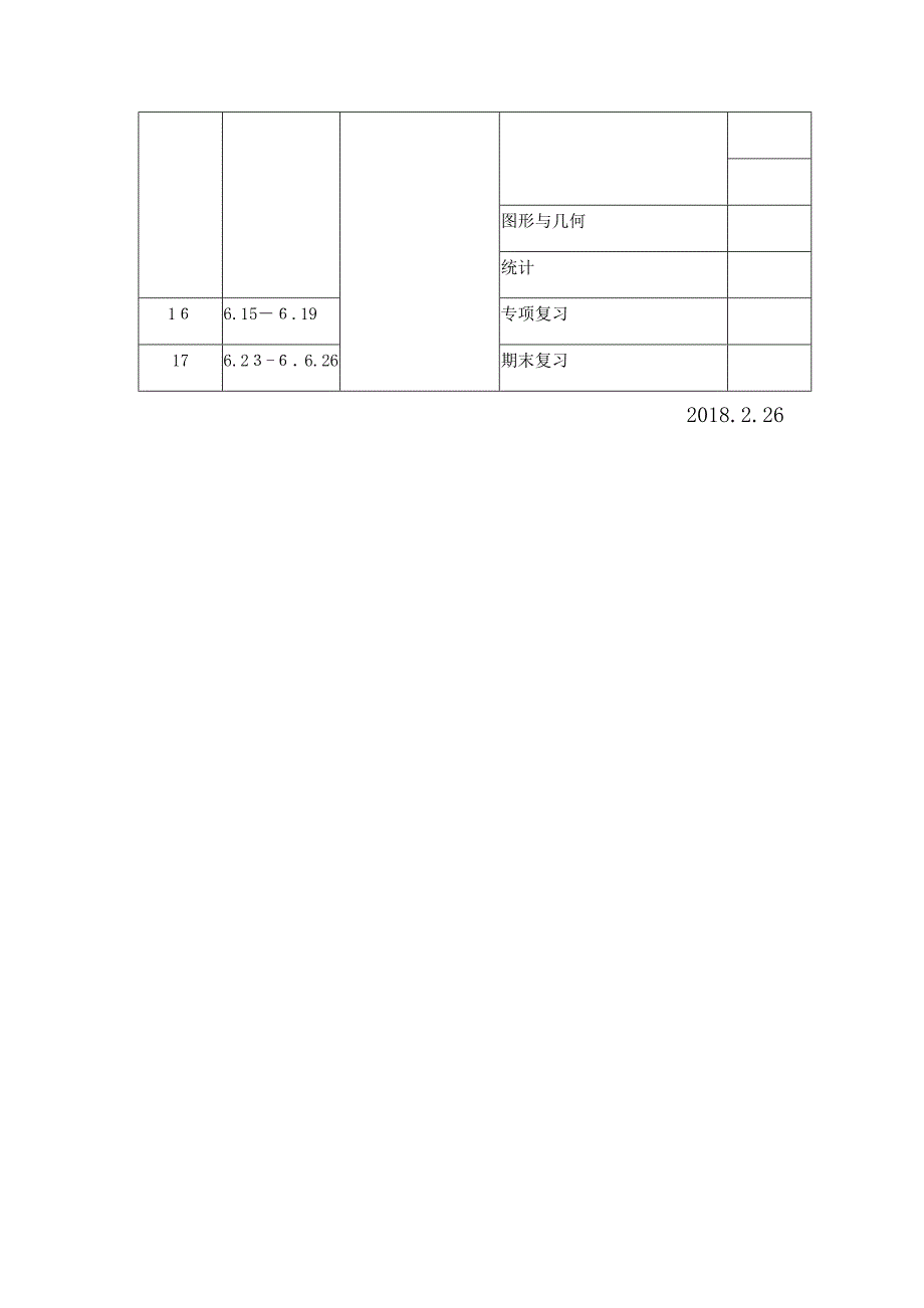 五年级下册数学教学进度表,_第4页