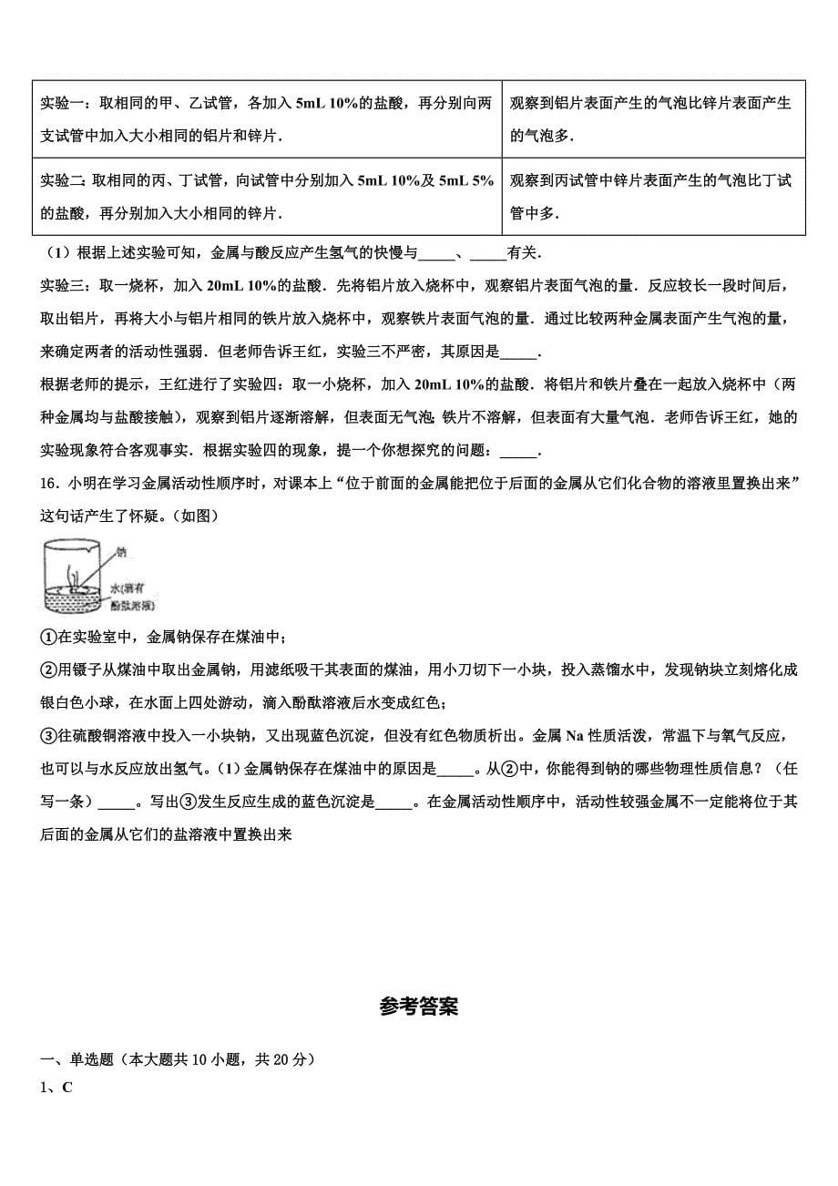 2022-2023学年株洲市重点中学中考化学模拟试题含解析.doc_第5页