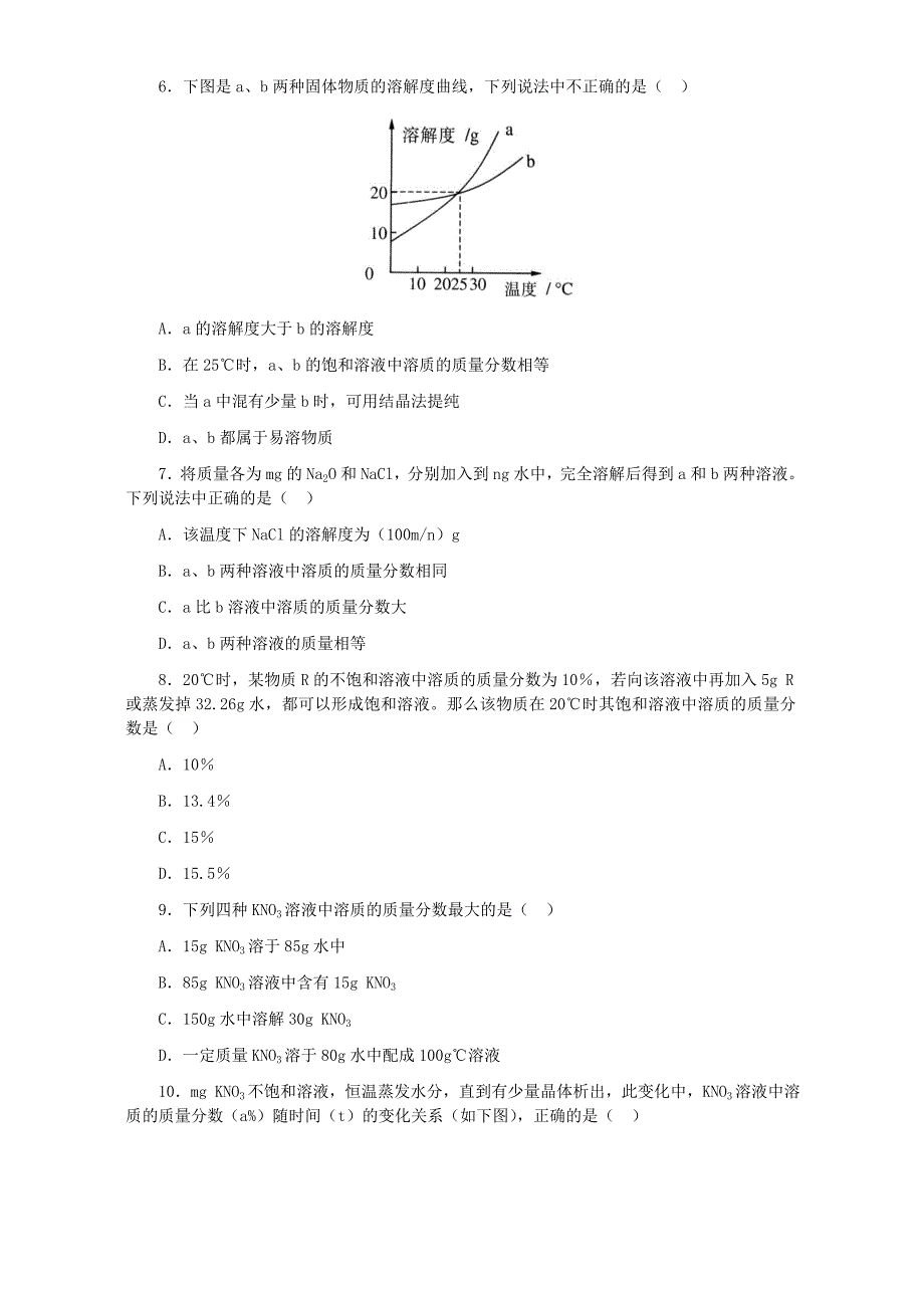 九年级化学溶质的质量分数难点突破习题_第2页