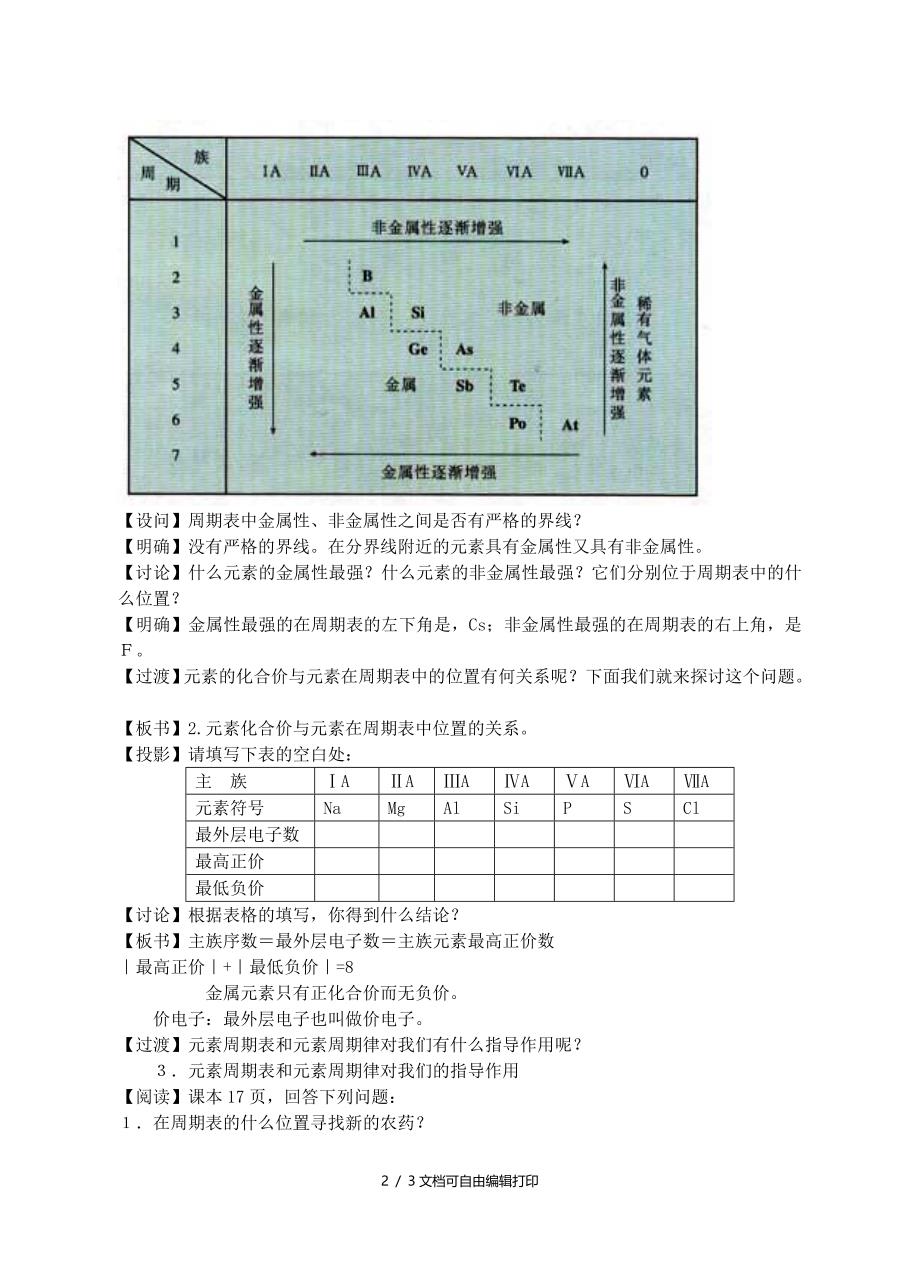 高中化学元素周期律教案7新人教版必修_第2页