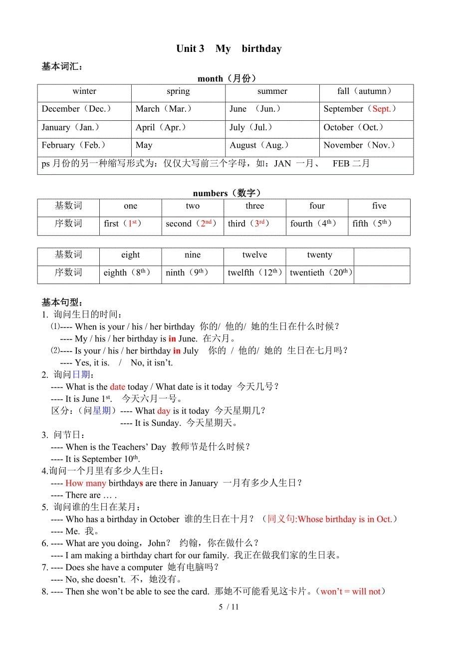 pep小学五年级英语下册知识点整理1_第5页