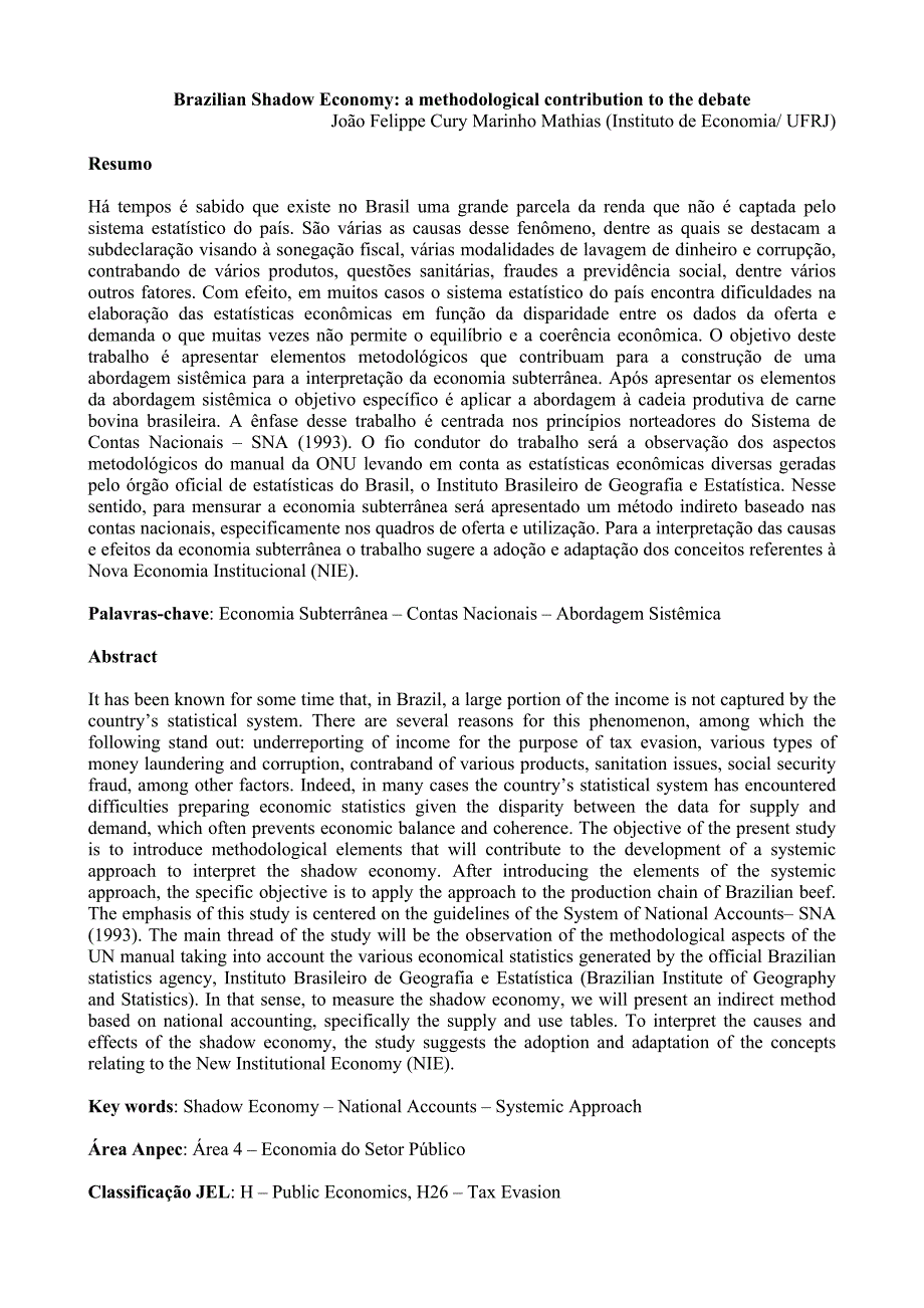 Brazilian Shadow Economy a methodological contribution to the debate_第1页