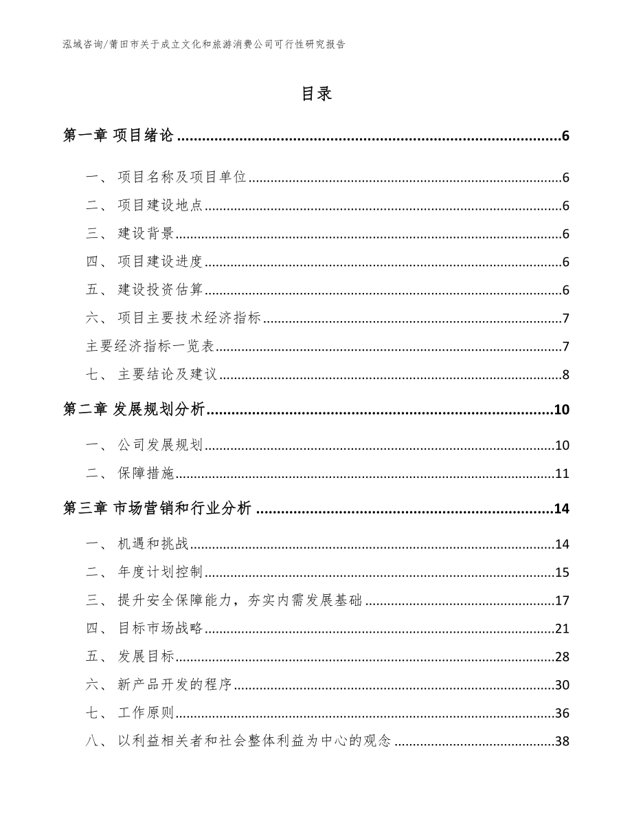 莆田市关于成立文化和旅游消费公司可行性研究报告_第1页