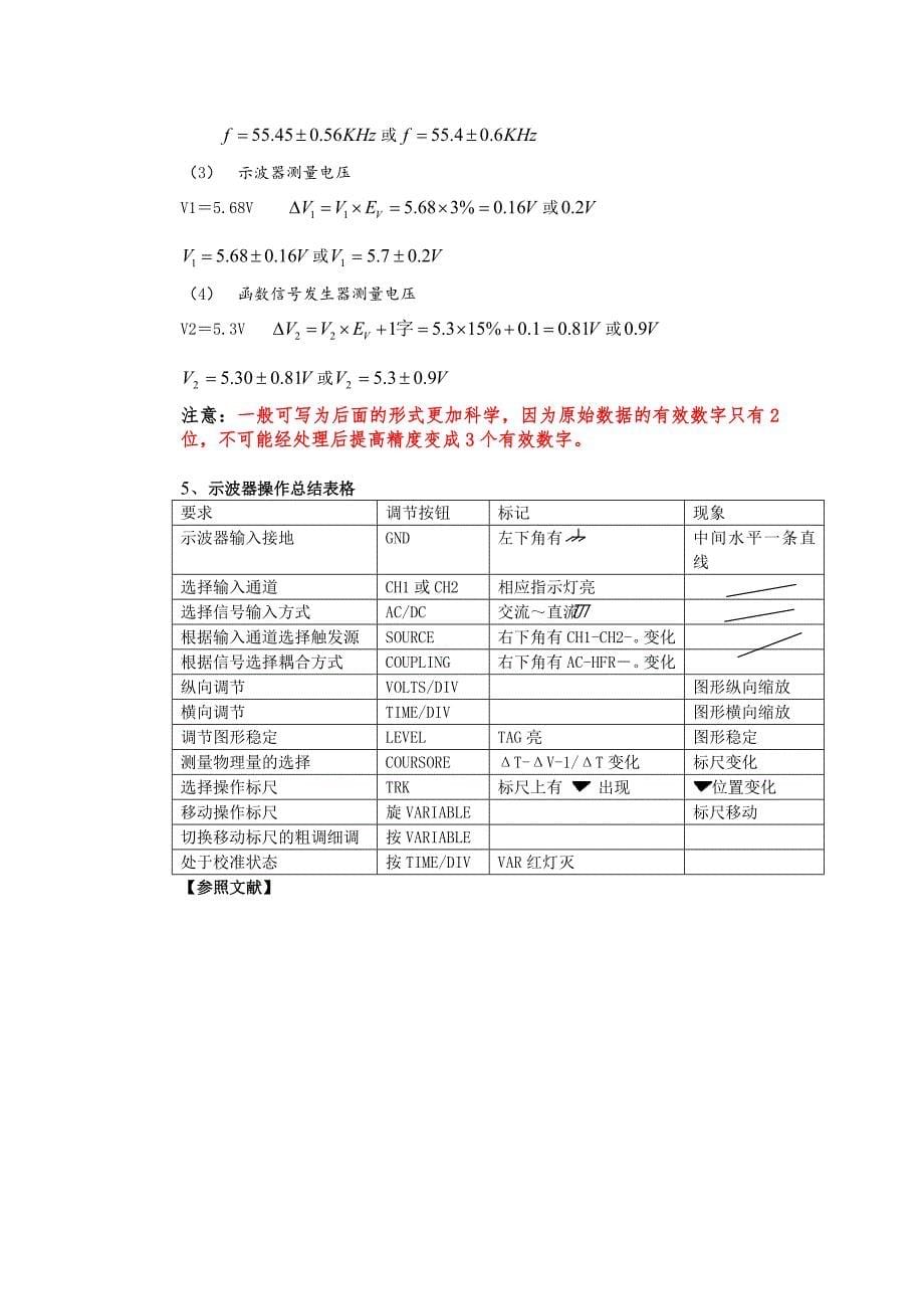 示波器使用大学物理实验报告_第5页