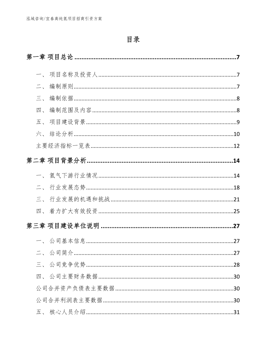 宜春高纯氢项目招商引资方案_第1页