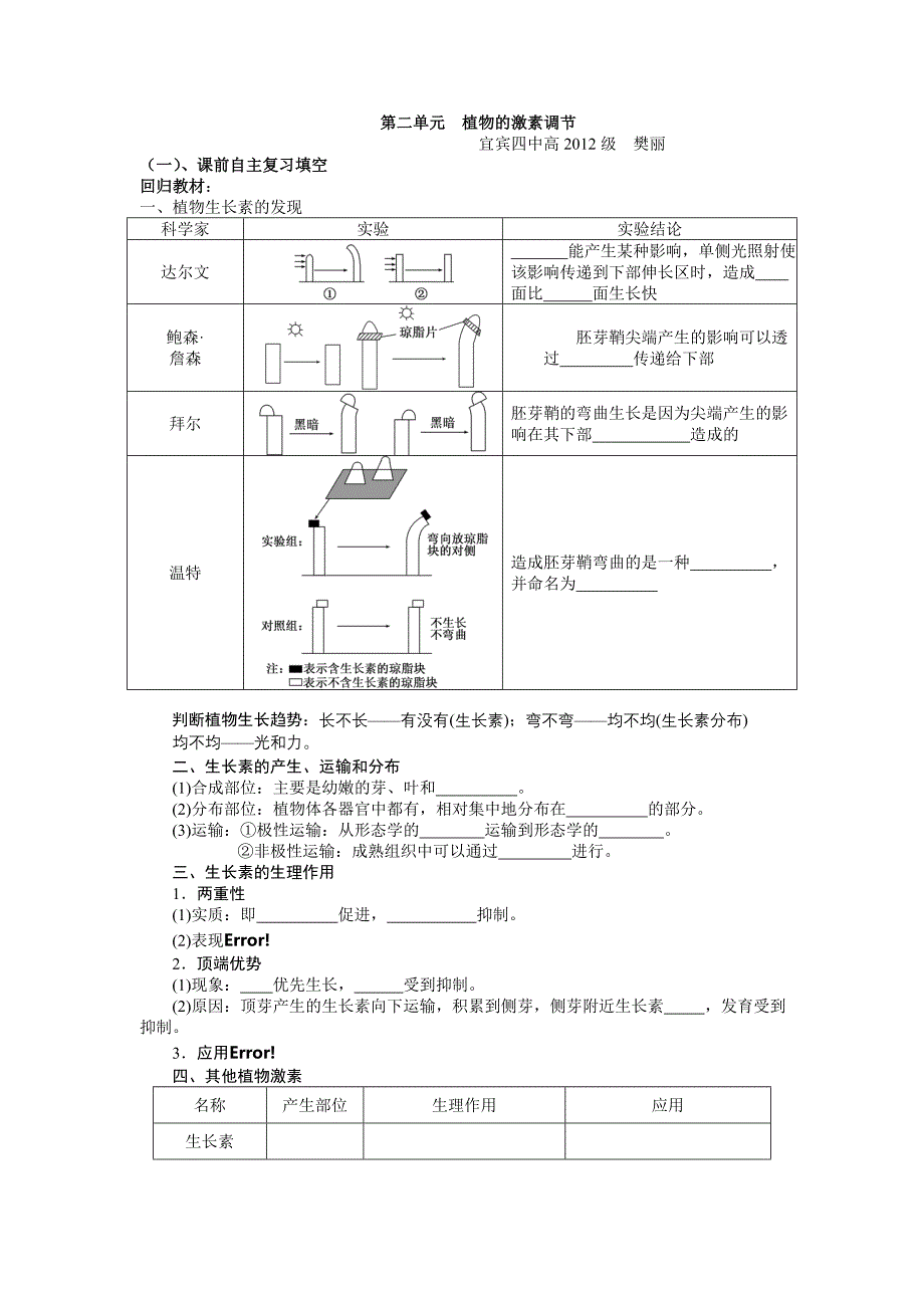 教学设计第二单元植物的激素调节.doc_第1页