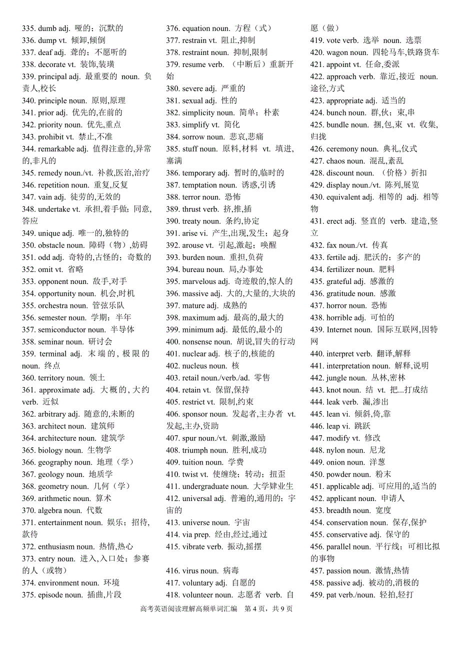 高考英语阅读理解高频词汇_第4页