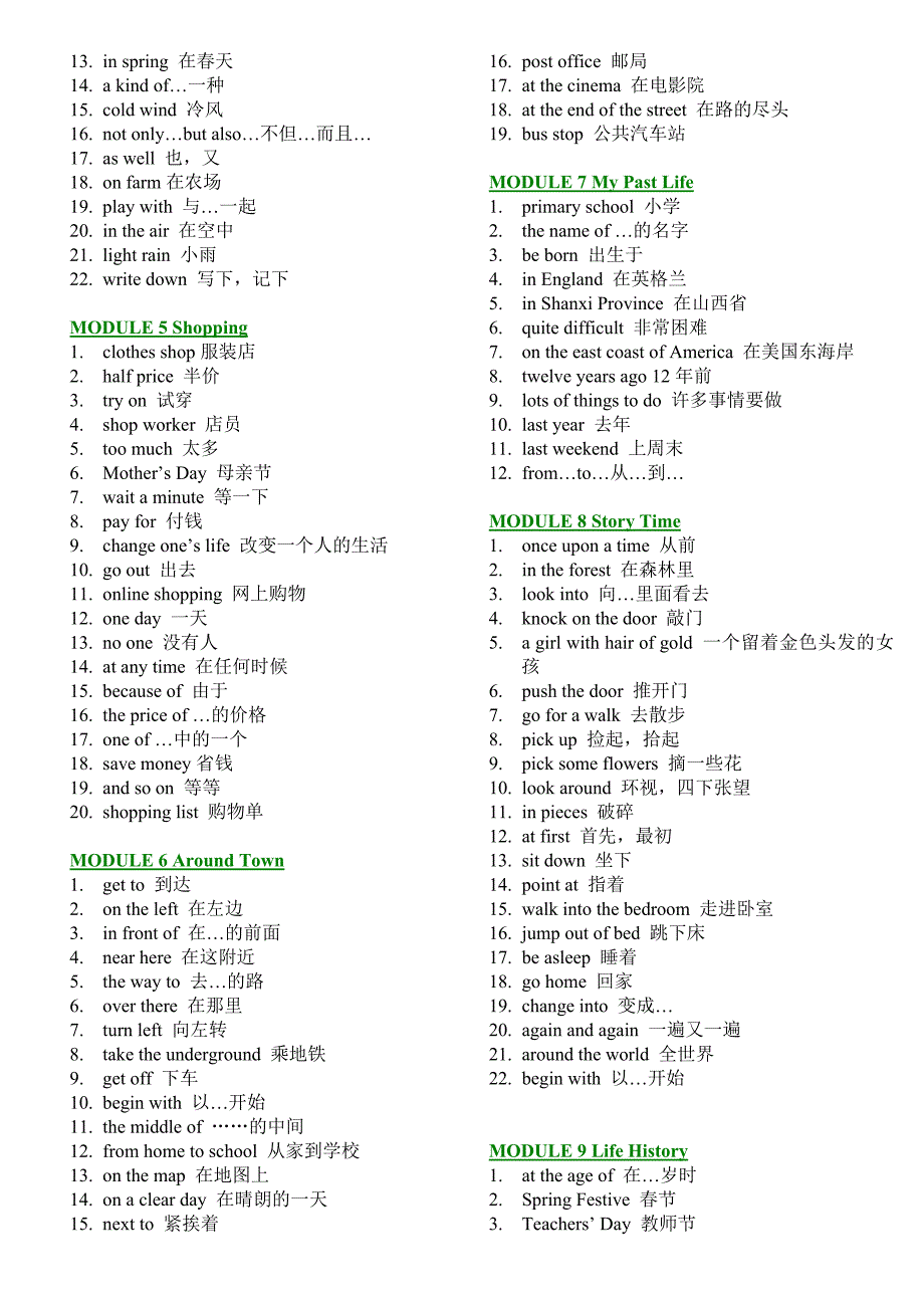 外研版7-9级英语下册短语汇总_第2页