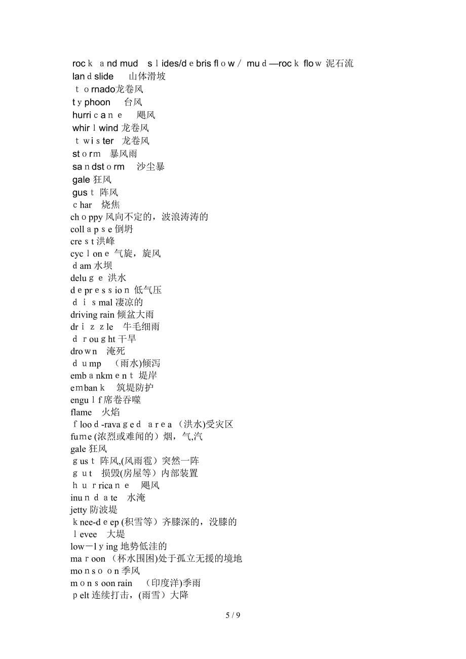 常见自然灾害英文单词_第5页