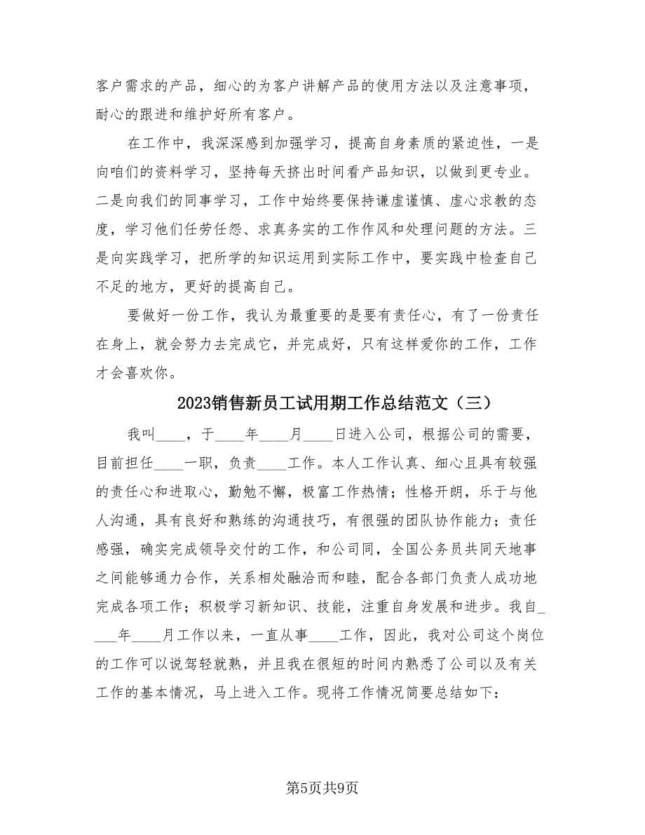 2023销售新员工试用期工作总结范文（4篇）.doc_第5页