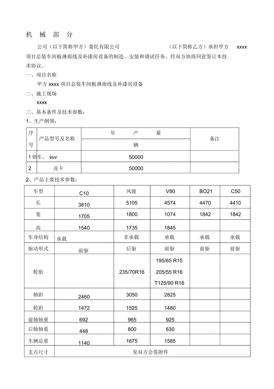 淋雨线及补漆技术协议_第1页