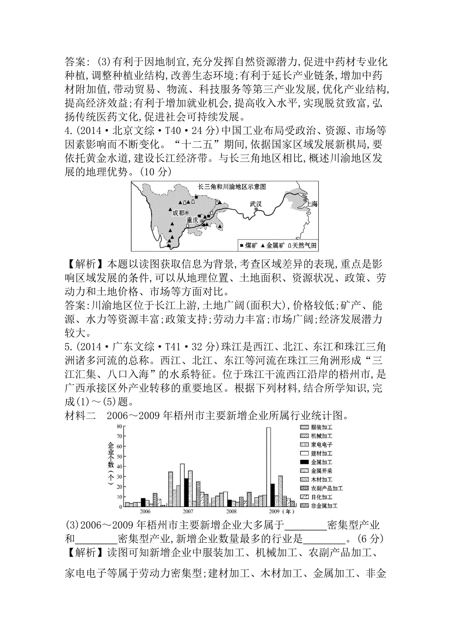 精校版高考地理真题类编：考点9工业地域的形成与发展含答案_第3页