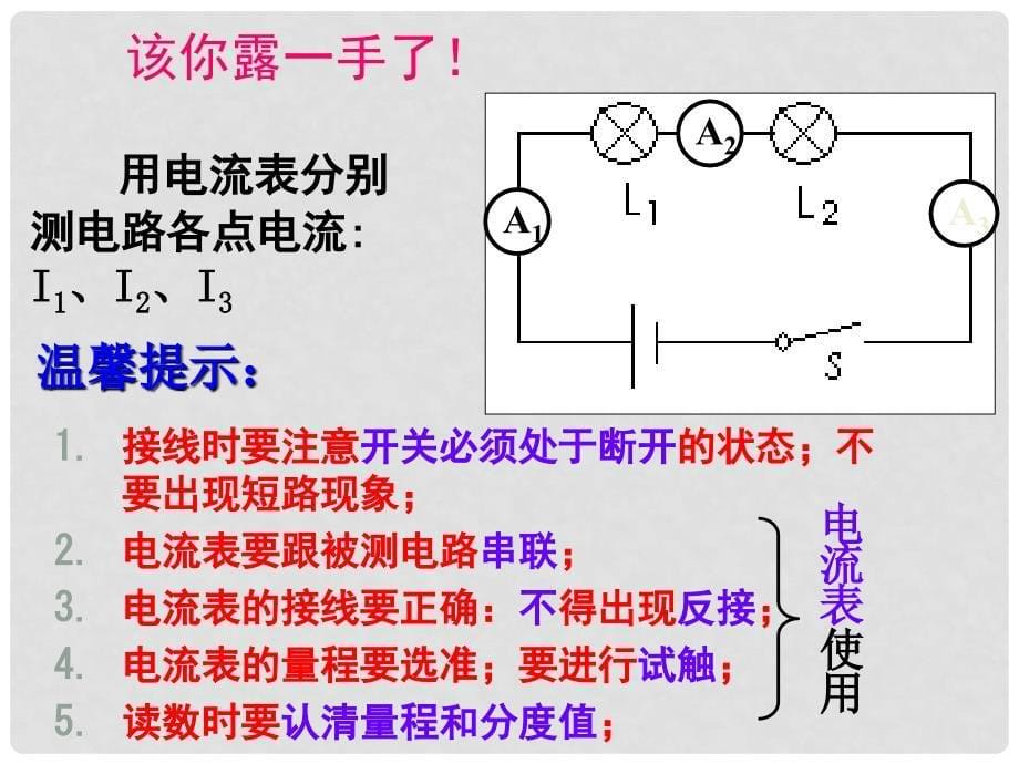 九年级物理全册 第15章 电流和电路 第5节 串、并联电路中电流的规律教学课件 （新版）新人教版_第5页