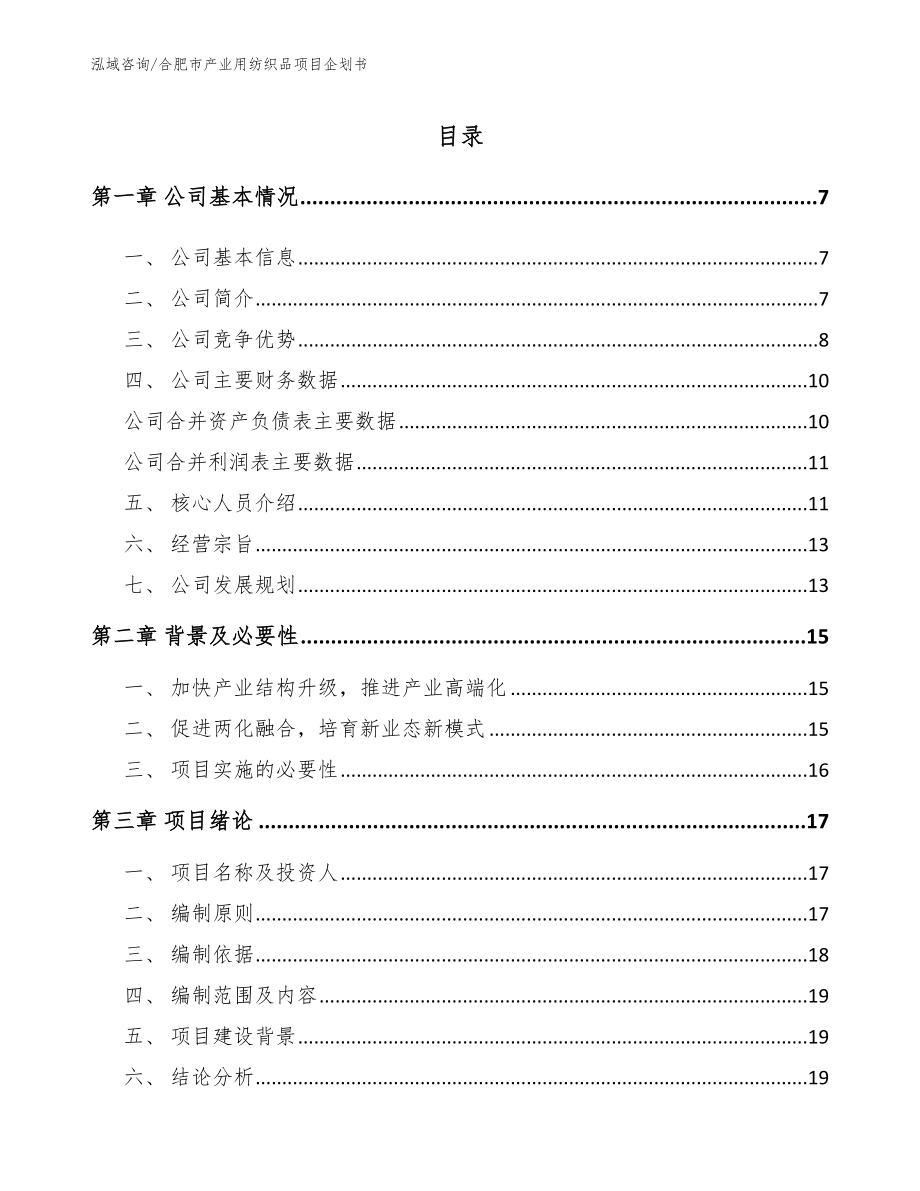 合肥市产业用纺织品项目企划书（参考模板）_第2页