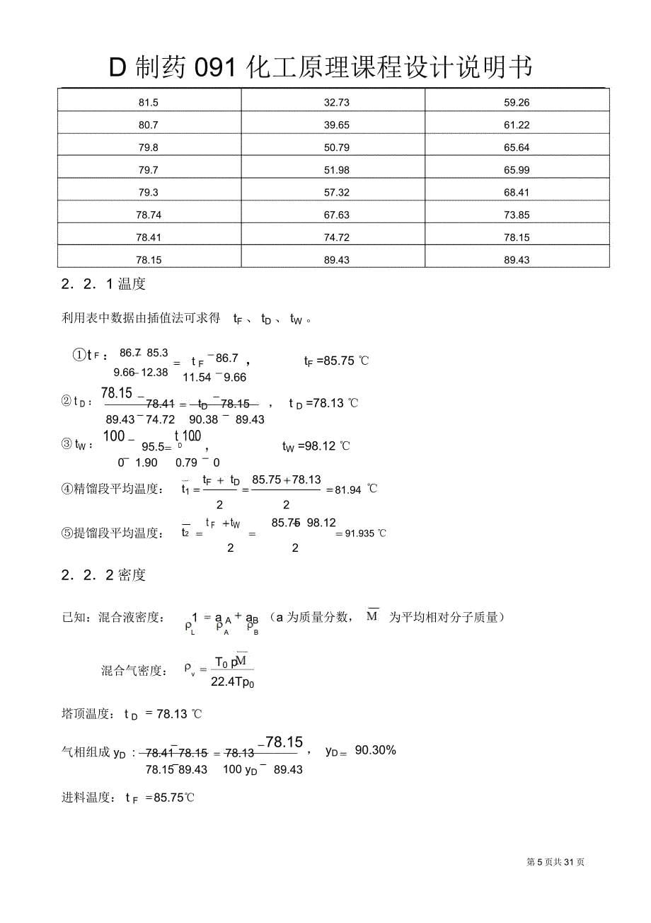 分离乙醇水溷合溶液浮阀精馏塔研发设计方案_第5页