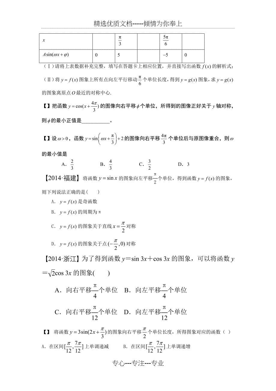 三角函数的平移伸缩变换练习题_第5页