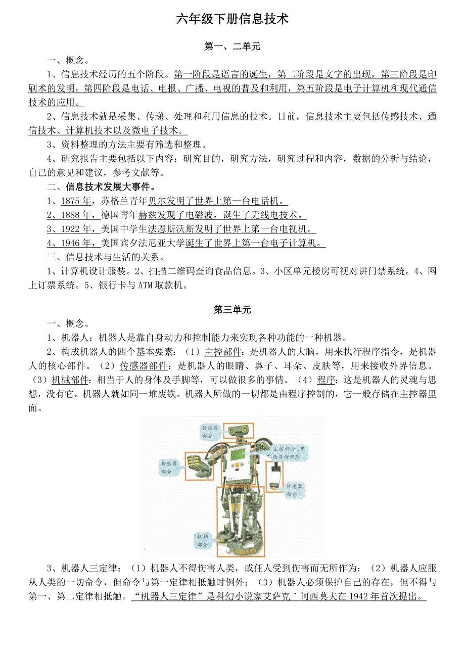 人教版六年级下册信息技术知识点总结_第1页