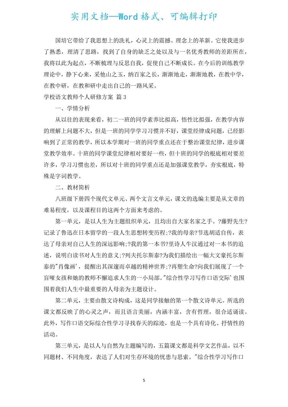 初中语文老师个人研修计划（汇编5篇）.docx_第5页