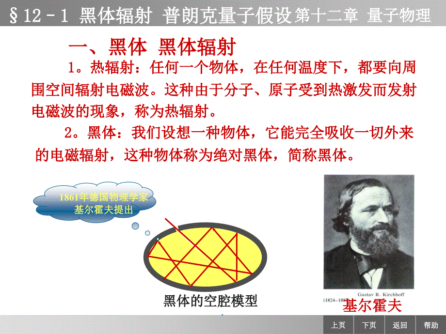 物理学第12章121黑体辐射普朗克能量子假设ppt课件_第1页