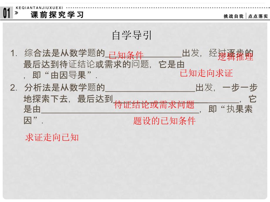 高中数学 第六章 推理与证明 6.2 直接证明与间接证明 6.2.1 直接证明：分析法与综合法课件 湘教版选修22_第2页