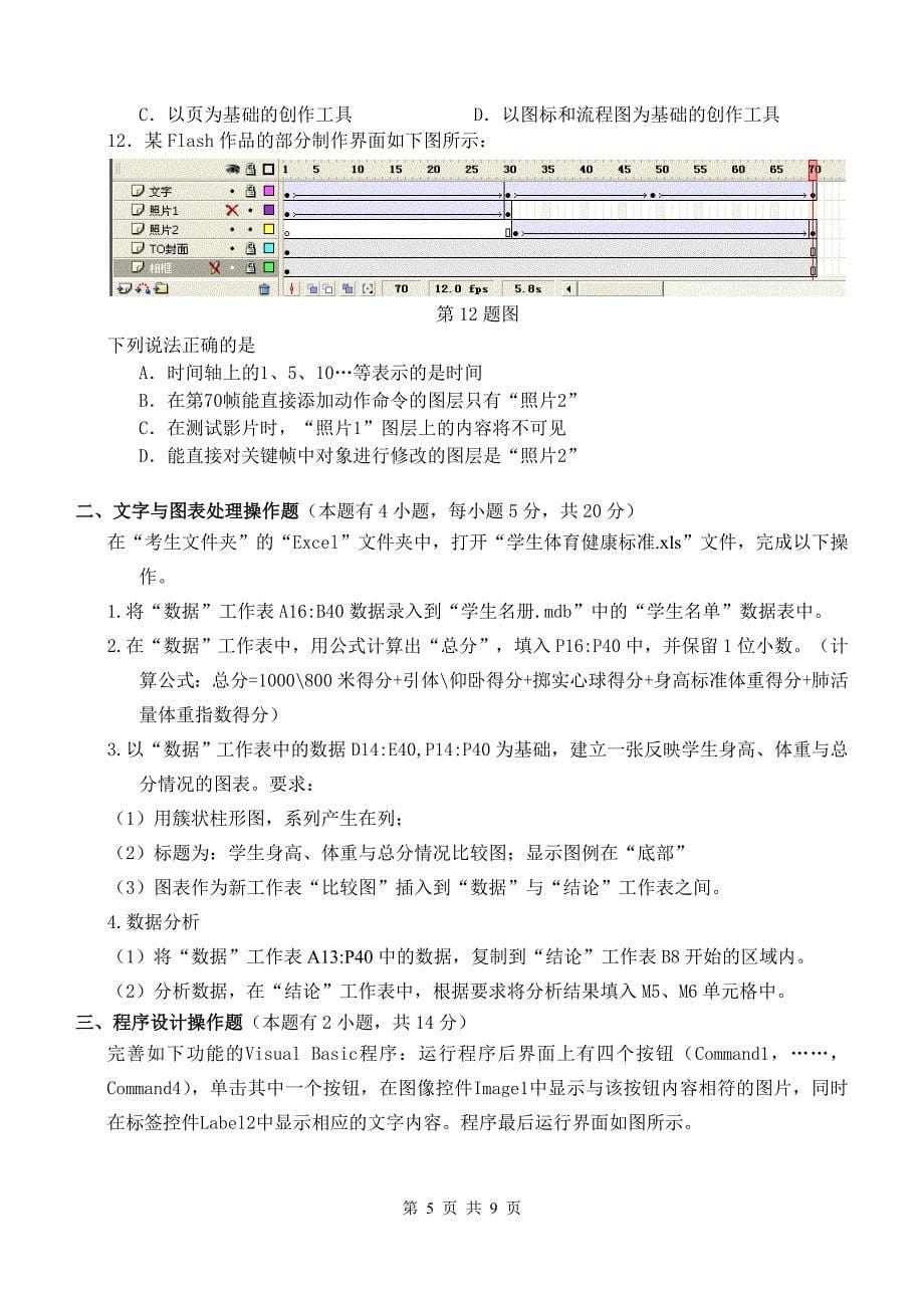 2014普通高中信息技术学业水平测试全真模拟卷二.doc_第5页