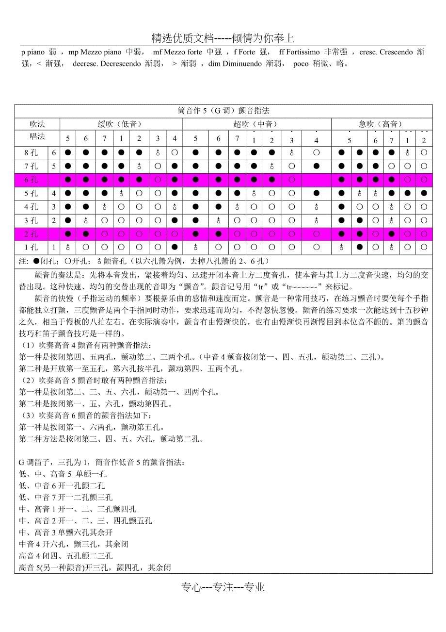 八孔箫指法表_第5页