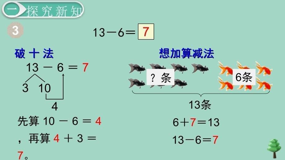 一年级数学下册 第2单元 20以内的退位减法 第4课时 十几减7、6名师公开课省级获奖课件 新人教版_第5页