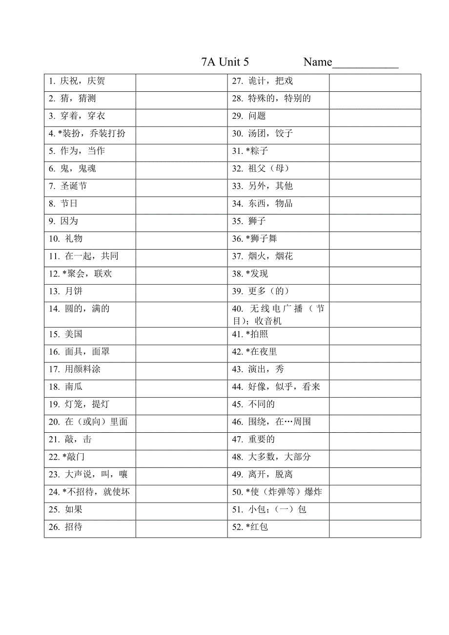 7AUnit5默写单词_第1页