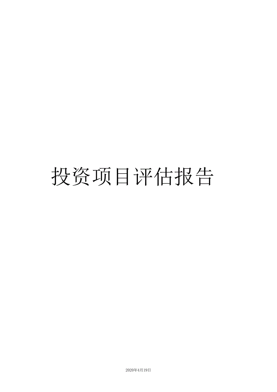 投资项目评价报告范本_第1页