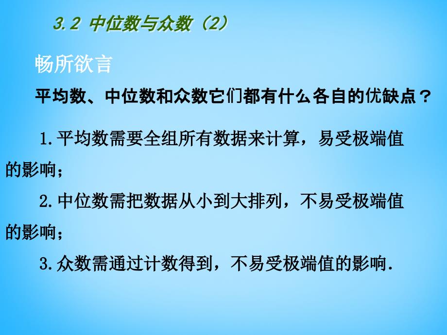 江苏省南京市长城中学九年级数学上册3.2中位数与众数课件2新版苏科版_第3页