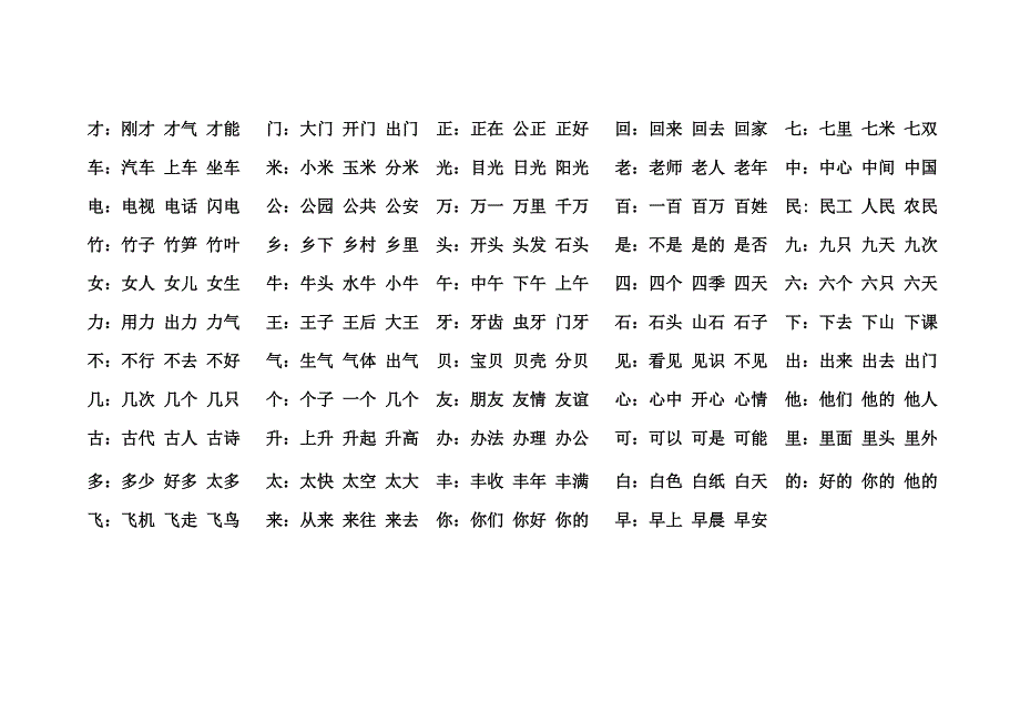 一年级上册语文生字组词、多音字、叠词、量词_第2页