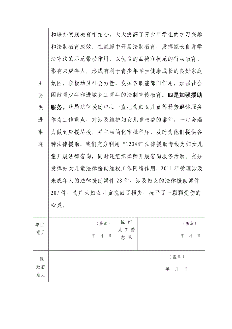 妇女儿童工作先进集体事迹推荐表_第2页