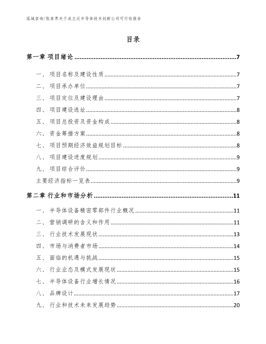 张家界关于成立泛半导体技术创新公司可行性报告_第1页