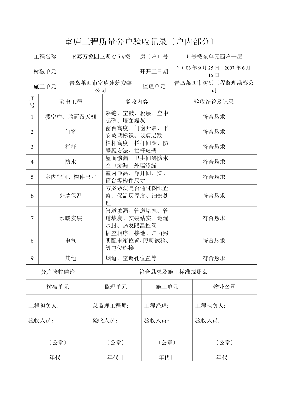 住宅工程质量分户验收记录_第2页