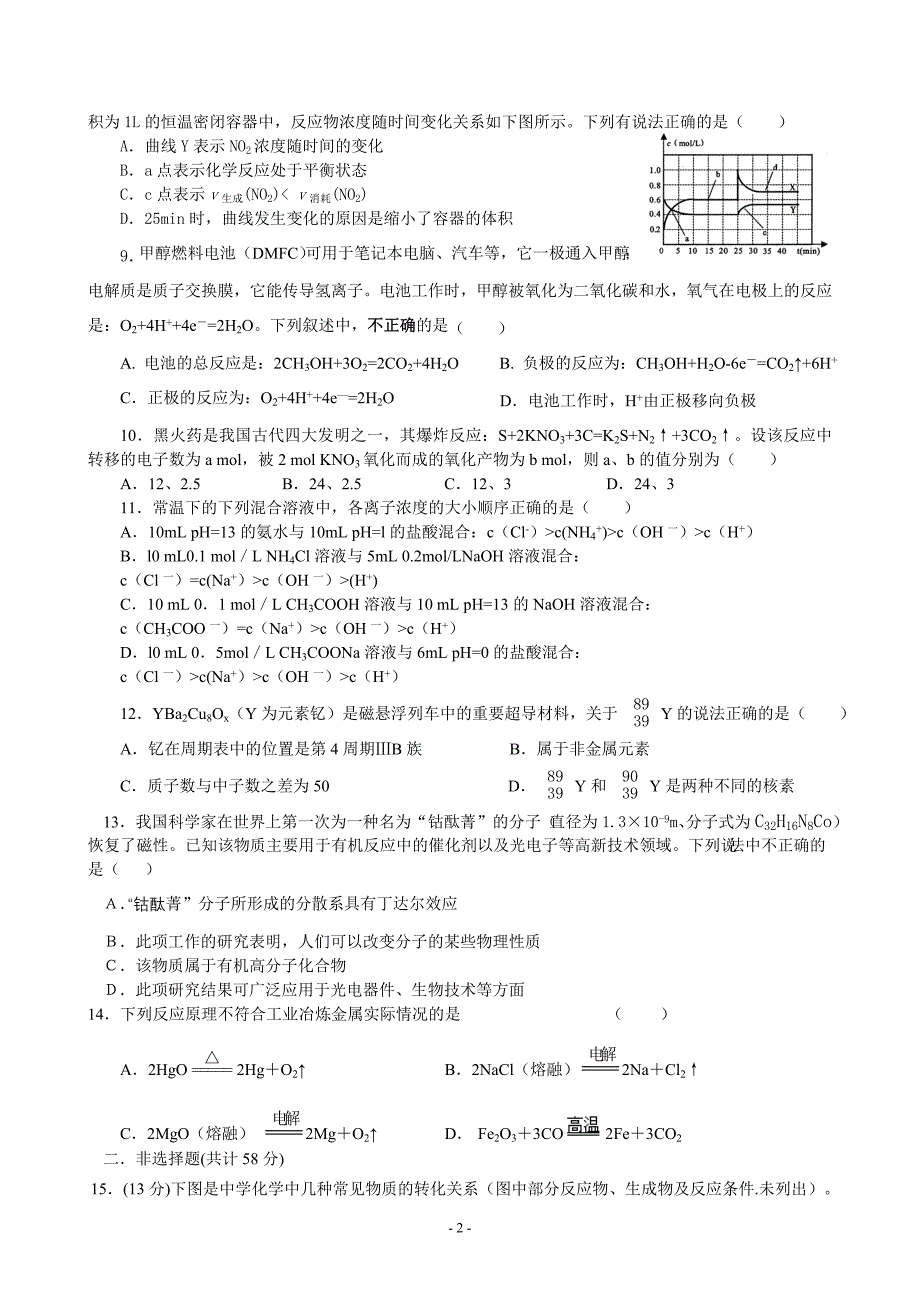 2012年化学第三次高考模拟考试试卷_第2页