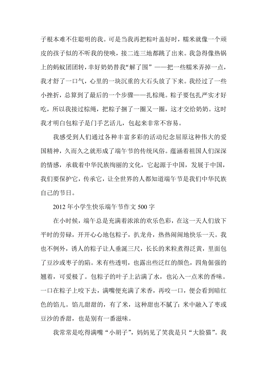 小学生快乐端午节作文三篇_第2页