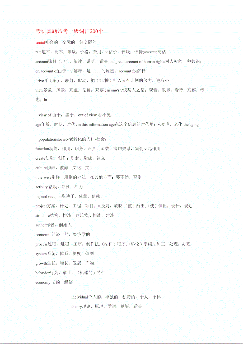 考研常考词汇200个_第1页