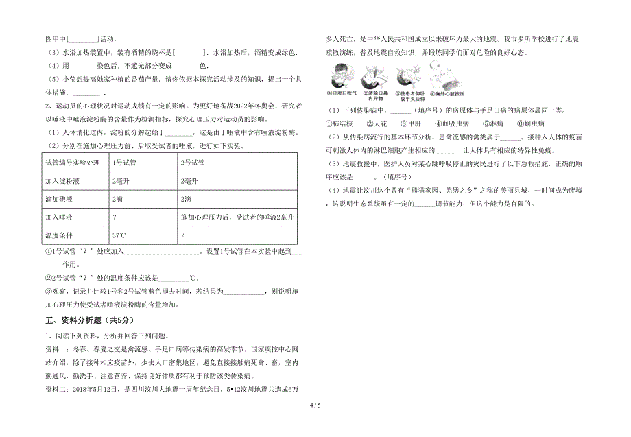 人教版七年级上册《生物》期末测试卷及答案【审定版】.doc_第4页