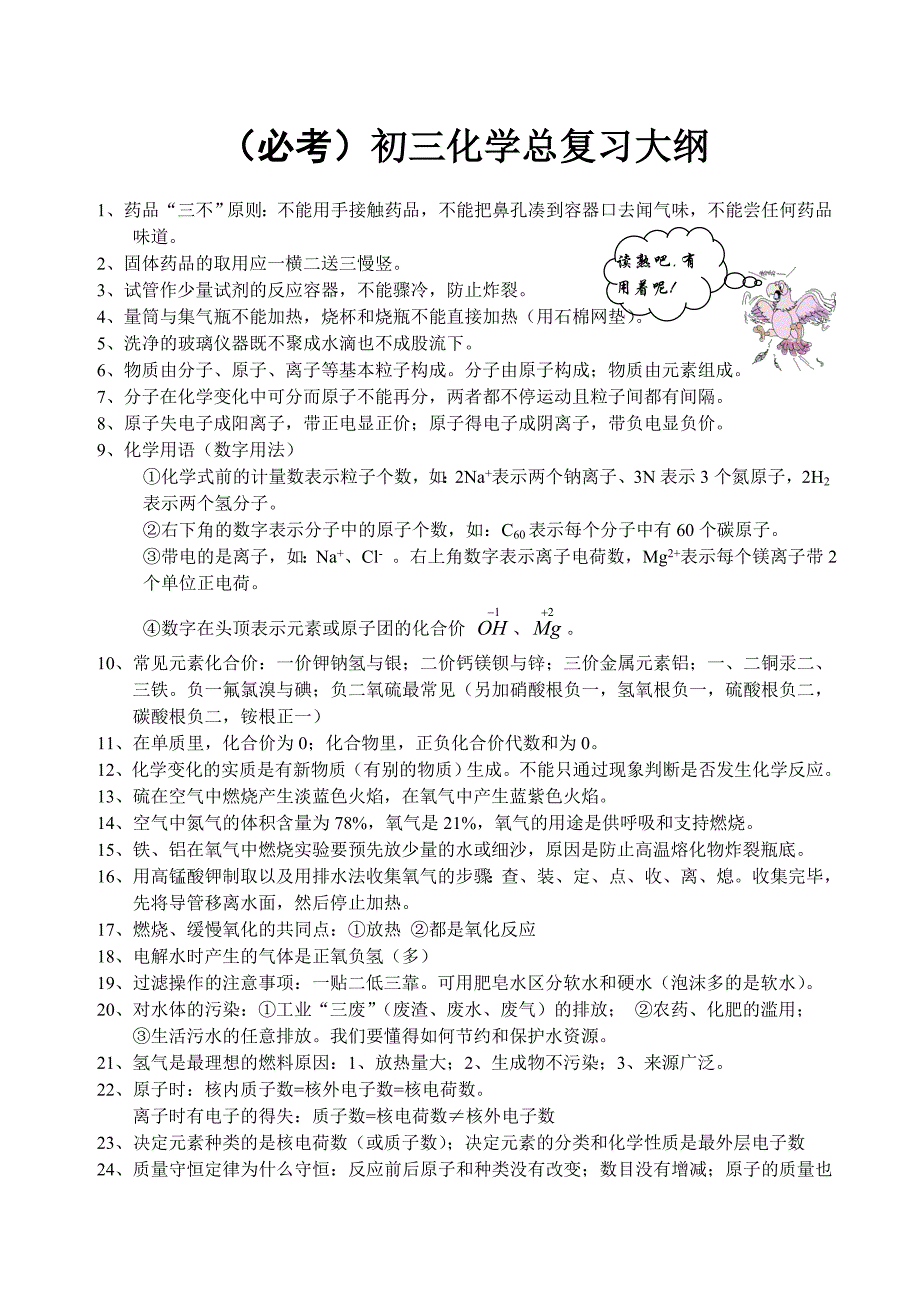 初三化学总复习大纲.doc_第1页