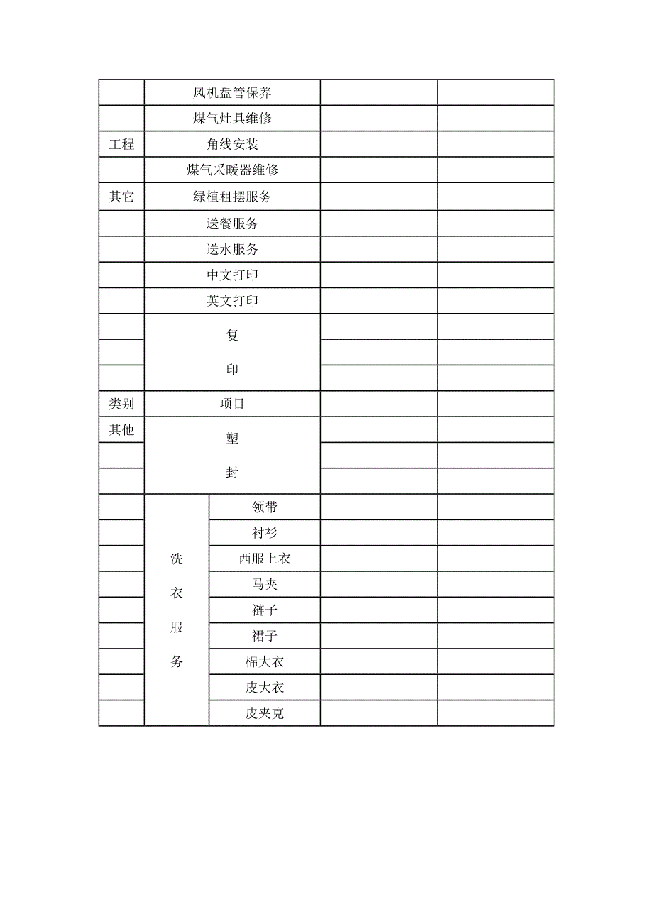 物业有偿服务收费项目表_第4页